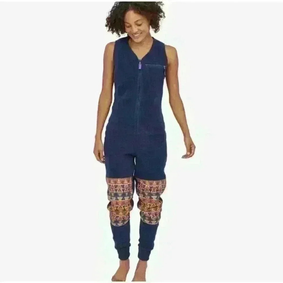 Patagonia limited edition synchilla vision quest  jumpsuit overalls navy Aztec - Picture 1 of 11